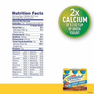 Carnation Breakfast ESSENTIALS Light Start Ready-to-Drink, Rich Milk Chocolate, 8 Ounce Bottle (Pack of 24) (Packaging May Vary)