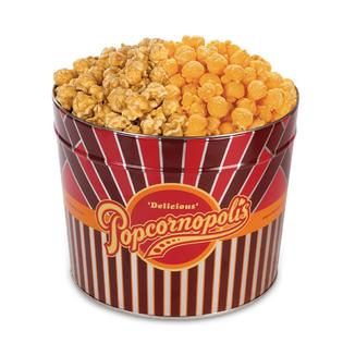 Popcornopolis Gourmet Popcorn 1.26 Gallon Tin with Caramel & Cheddar ...