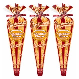 Popcornopolis Gourmet Popcorn - 3 Cheddar Cheese Popcorn Cones - Small ...