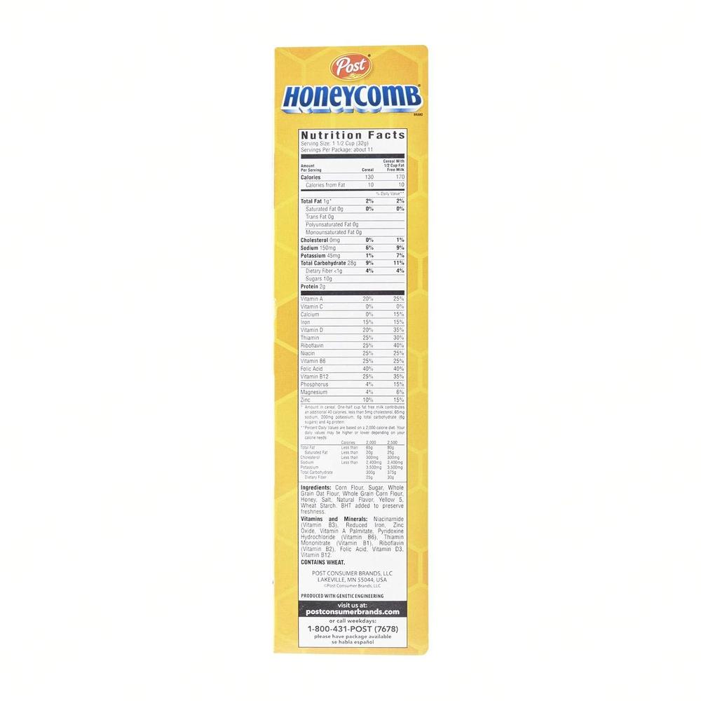 Honeycomb nutrition label