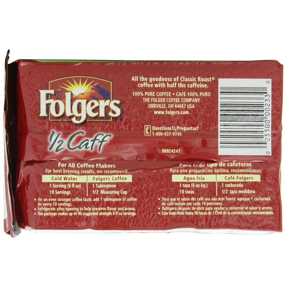 Folgers Half-Caff Ground Coffee, Medium Roast, 10.8 Ounce ...
