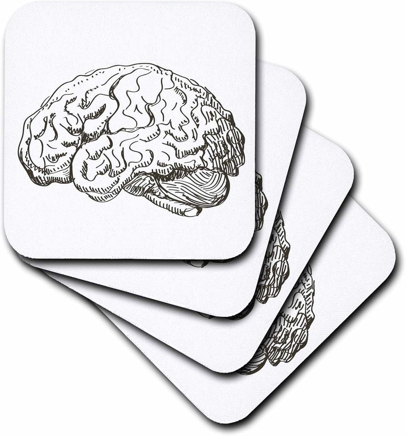 3drose Cst 38393 1 Brain Soft Coasters Set Of 4