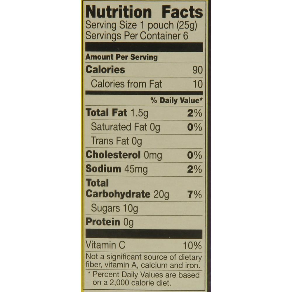 Gushers nutrition label