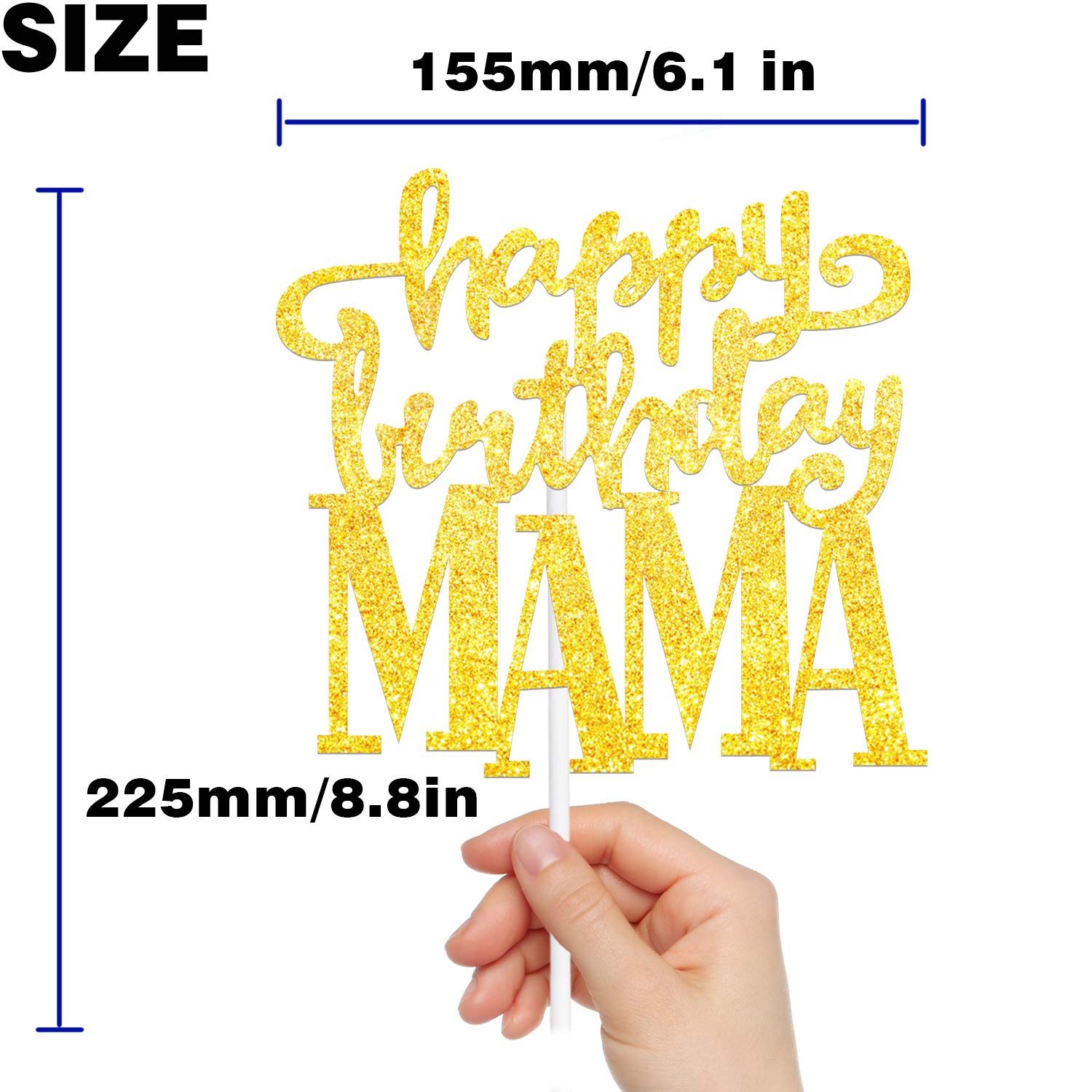 WONGMODE Happy Birthday Mom Cake Topper Gold Glitter For Mother s WONGMODE Happy Birthday Mom Cake Topper Gold Glitter For Mother s