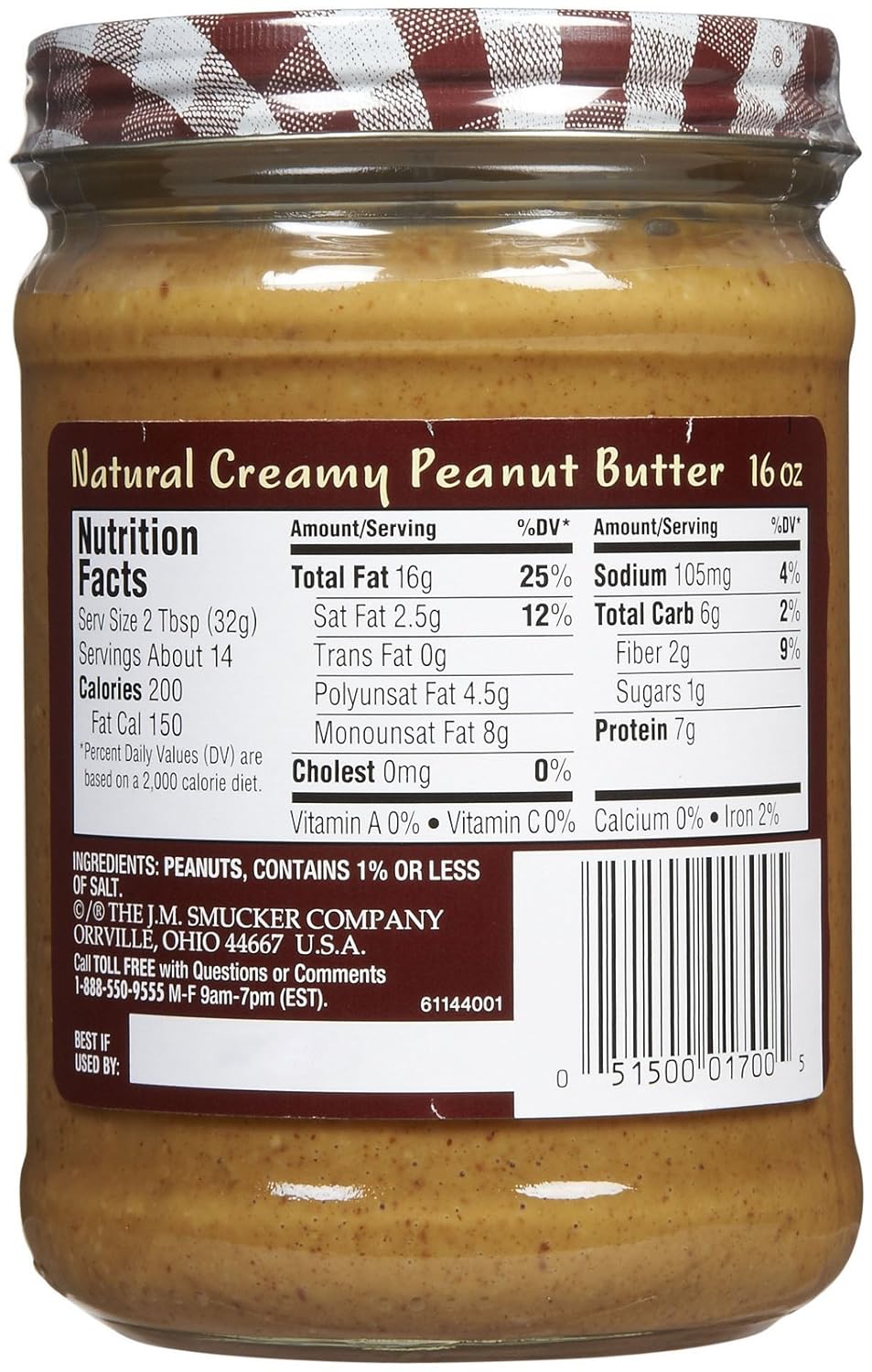 Smuckers Creamy Natural Peanut Butter - 16 oz - 2 pk