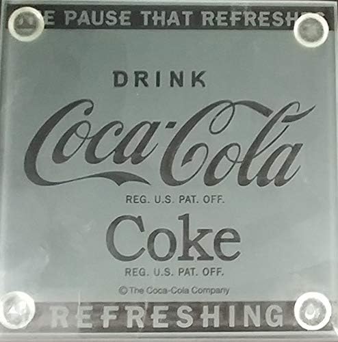 Coca Cola 5 Piece Frosted Coaster Set With Decorative Holder