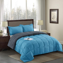 HIG 3 Piece Down Alternative Comforter Set - All Season Reversible Comforter with Two Shams - Quilted Duvet Insert with Corner Tabs