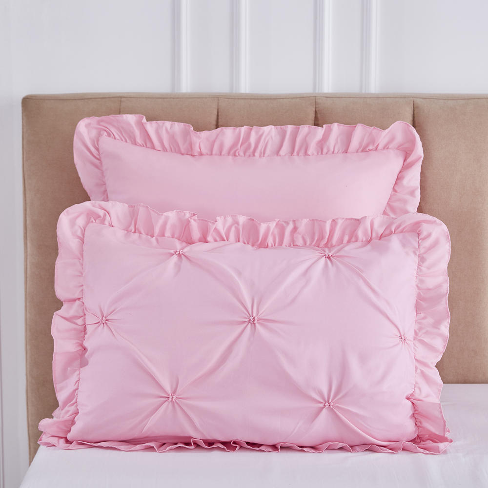 HIG Pink Pinch Pleat Design Luxurious Brushed Microfiber Bedding Set