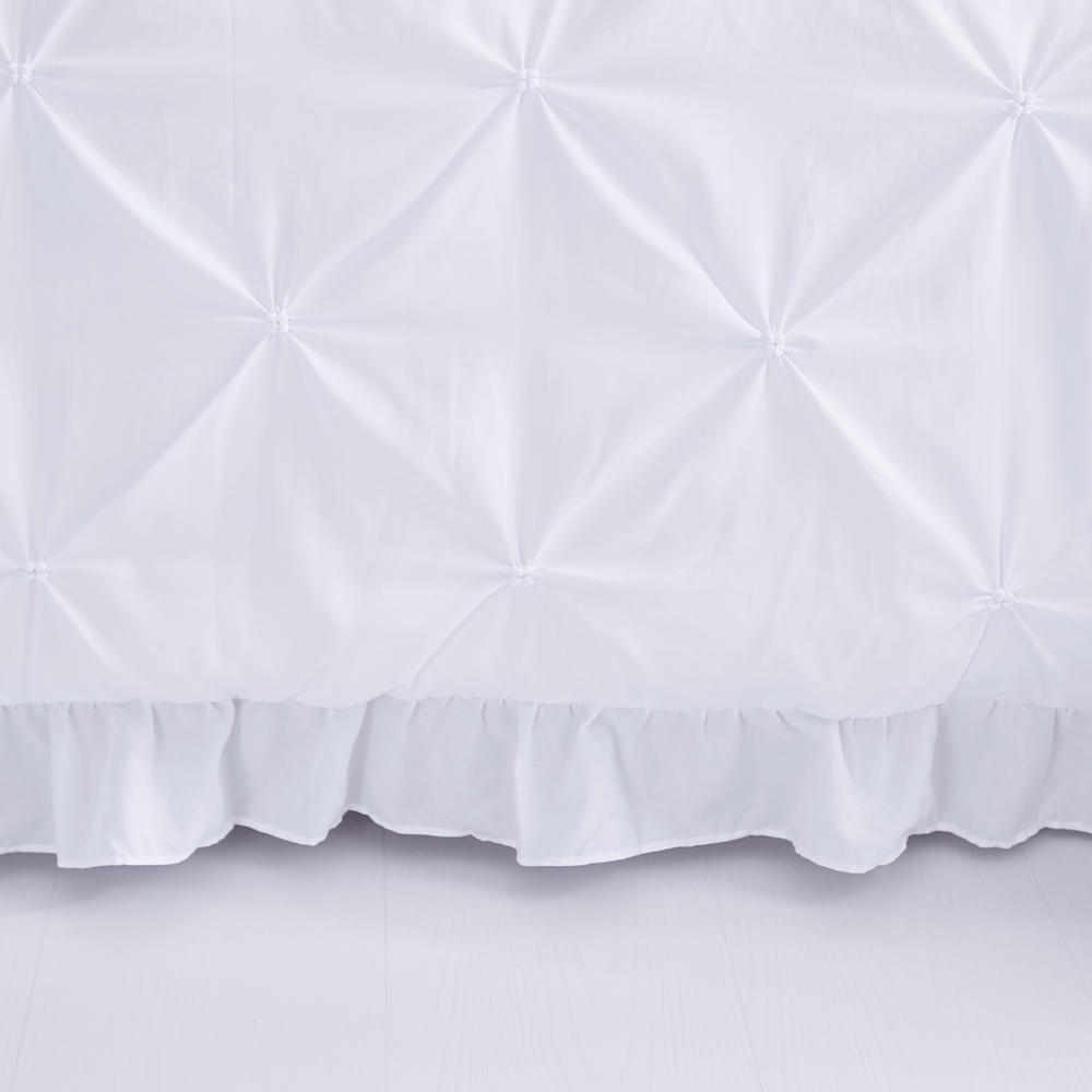 HIG White Pinch Pleat Design Luxurious Brushed Microfiber Bedding Set