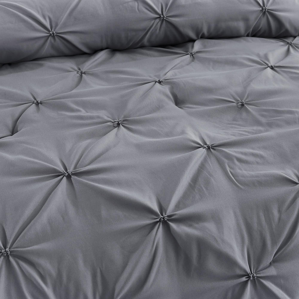 HIG Gray Pinch Pleat Design Luxurious Brushed Microfiber Bedding Set