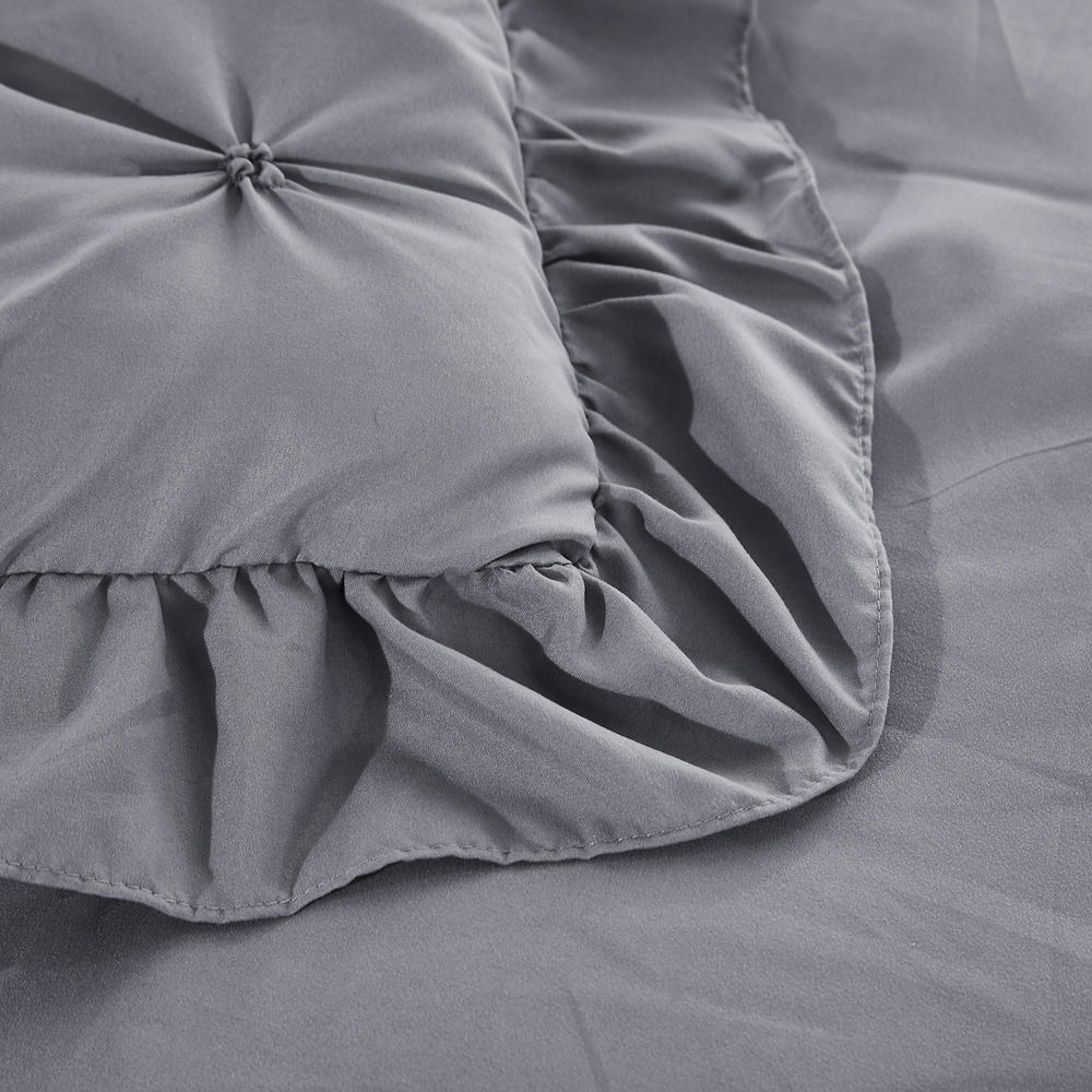 HIG Gray Pinch Pleat Design Luxurious Brushed Microfiber Bedding Set