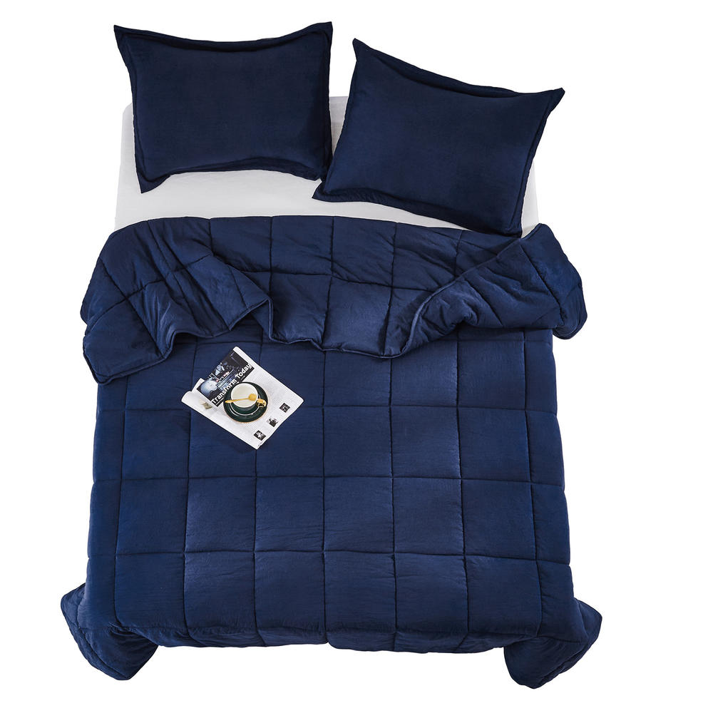 HIG Navy Prewashed All Season Goose Down Alternative Comforter
