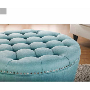 Teal storage ottoman with tray deals
