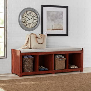 Generic 4 Cube Storage Organizer Bench Mahogany Mahogany