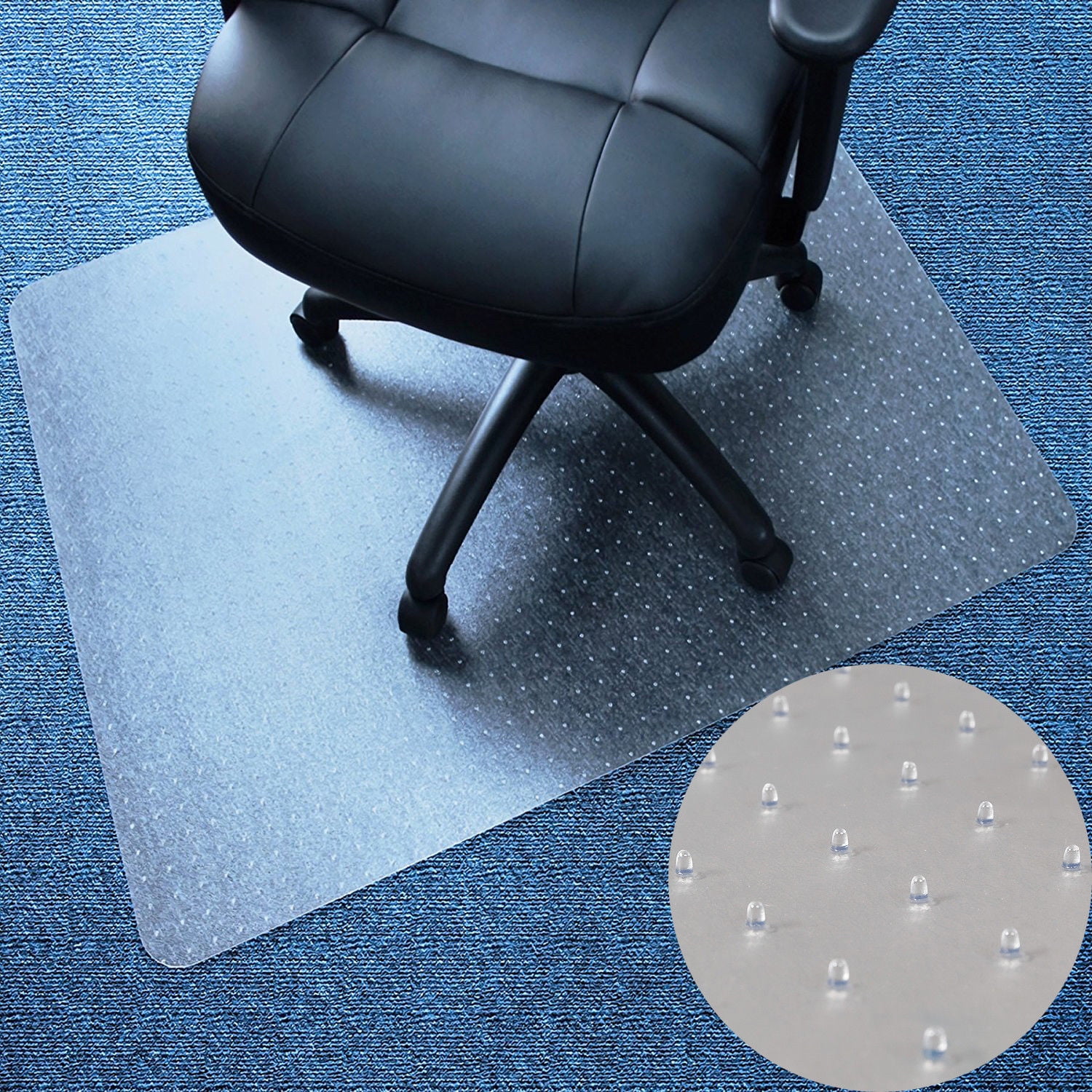 Aoolive Rectangle Pvc Home Office Chair Floor Mat Studded Back For Pile Carpet 36 X 48