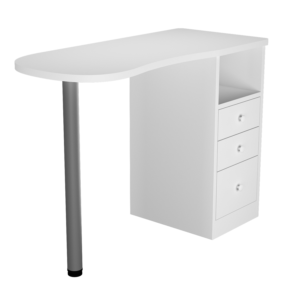 Aoolive Beauty Salon Wooden Technician Table Nail Station Desk White