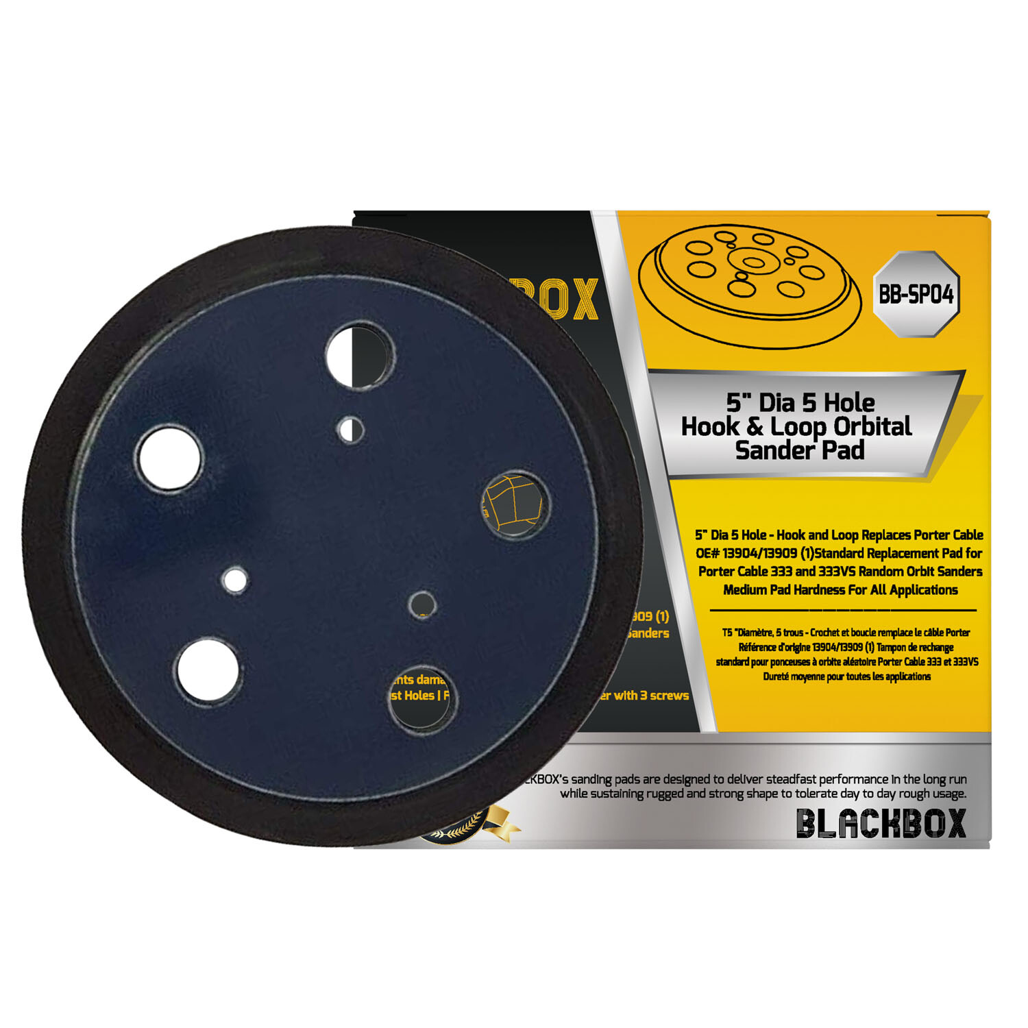 Blackbox Porter Cable 13904 13909 5 Inch Sander Pad 5 Hole Fits 333 333vs Orbit Sander