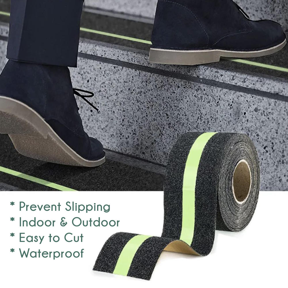 Sussexhome Non-Slip Glow In The Dark Tape - Heavy Duty Grip Tape For Stairs - Waterproof Safety Anti Slip Tape - 4"X35' Roll, Glow