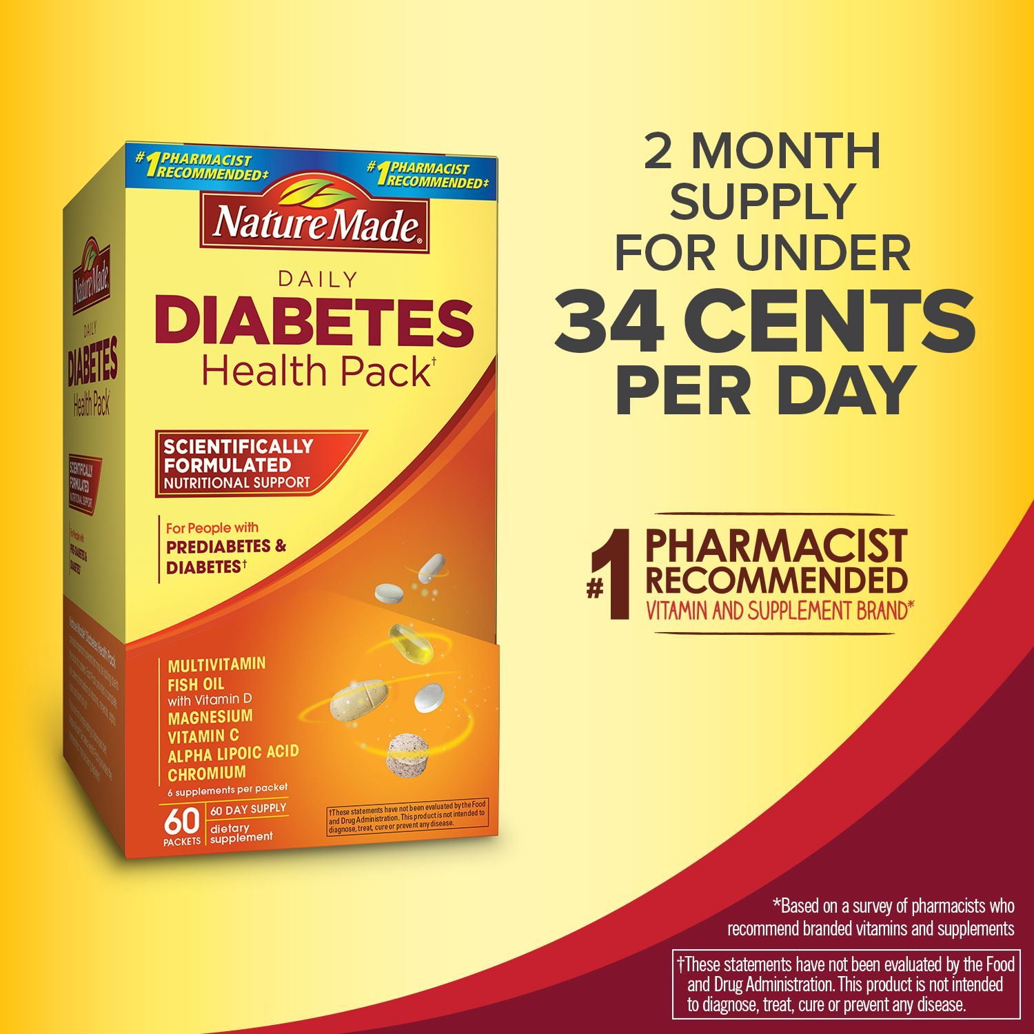 Nature Madea A Daily Diabetes Health Pack Dietary Supplement 60 Pk