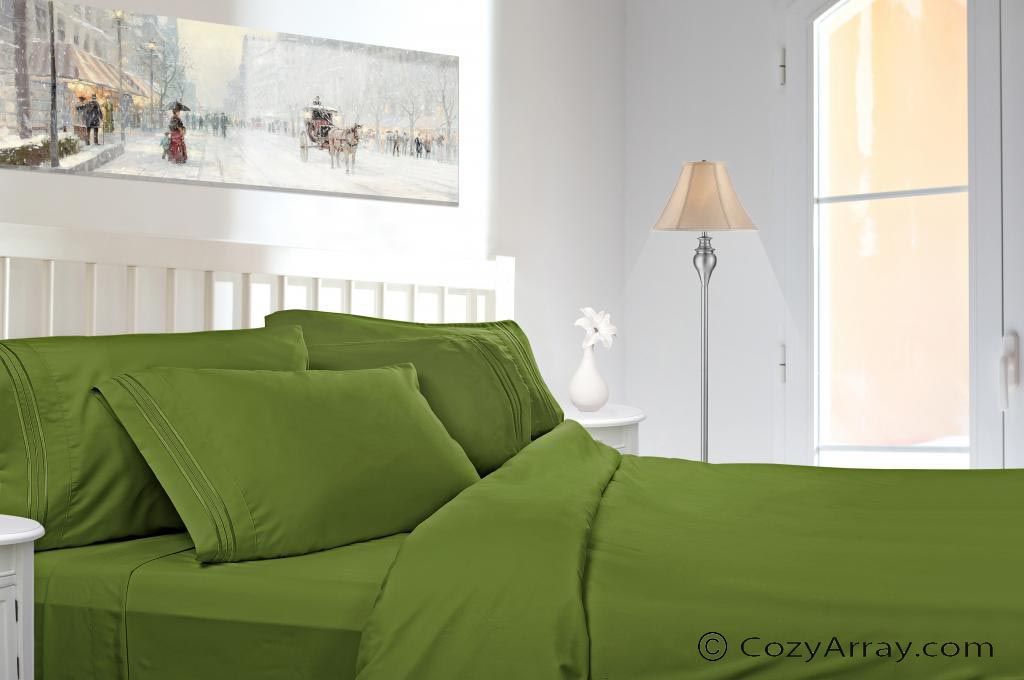 Clara Clark 1800 Series 4 pc Bed Sheet Set Full Size  Calla Green
