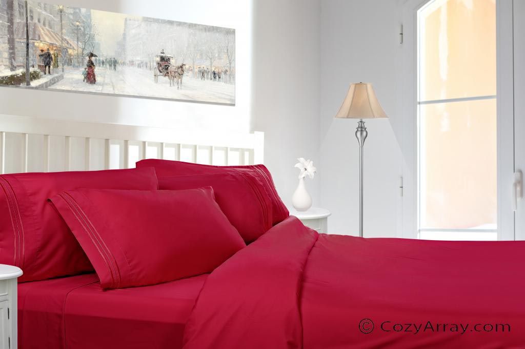 Clara Clark 1800 Series 4 pc Bed Sheet Set Full Size  Hot Pink