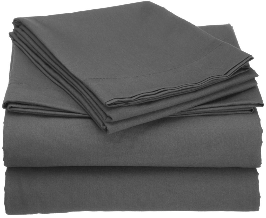 Clara Clark Premier 1800 Collection Attached Waterbed Sheet Set, with Pole Insert Pockets Queen Size, Gray