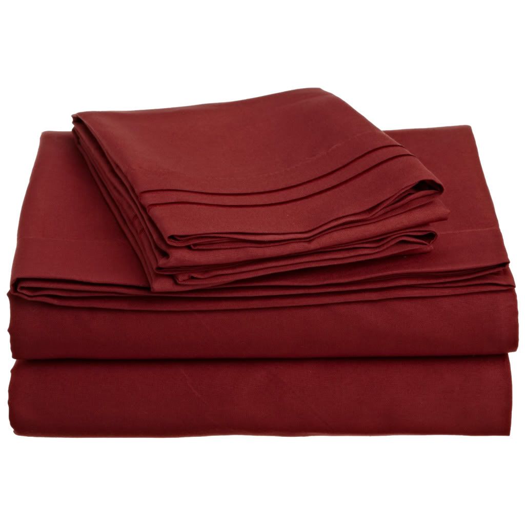 Clara Clark Soft Bed Sheet Set 1500 series King Size, Burgundy