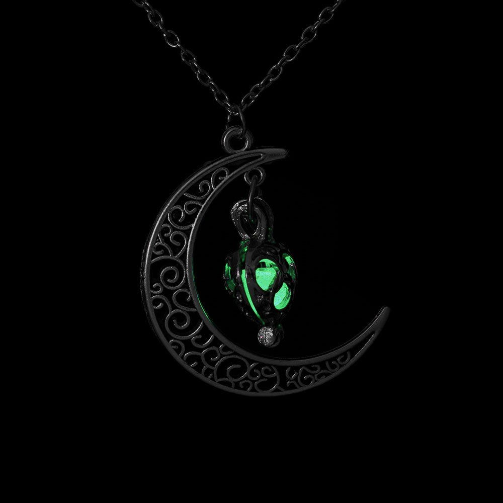 Maya's Grace Crescent Sailor Half Moon Glow in The Dark Pendant Necklace Women's Jewelry Gift