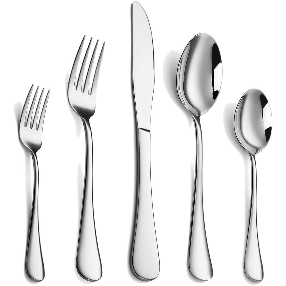 Necano inc Silverware Set, 20-Piece Stainless Steel Flatware Cutlery Set Service for 4, Include Knife/ Fork/ Spoon, Mirror Polished and...