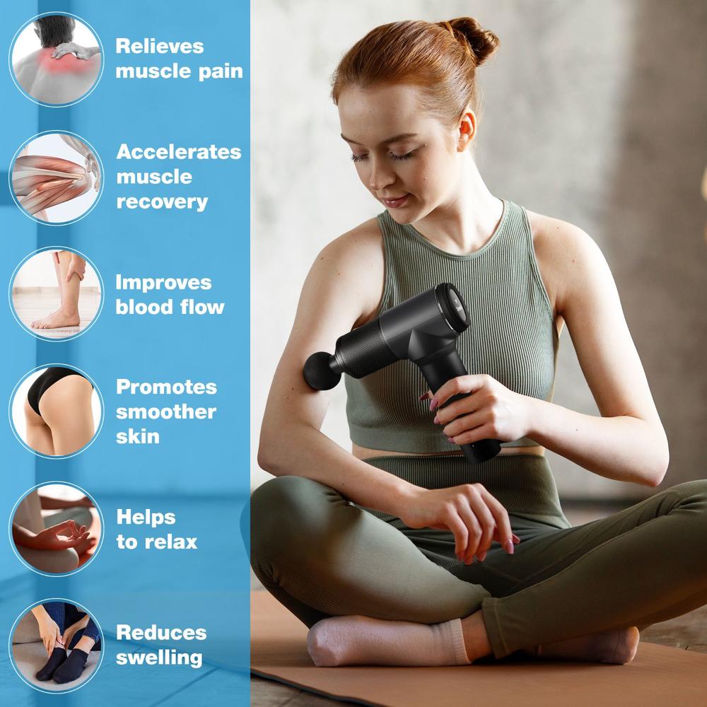 Turonic GM5 Massage Gun - Deep Tissue Massager for Muscle Relax & Pain Relief (Foot, Back, Neck, Shoulder, Leg, Calf) - 5 Speeds