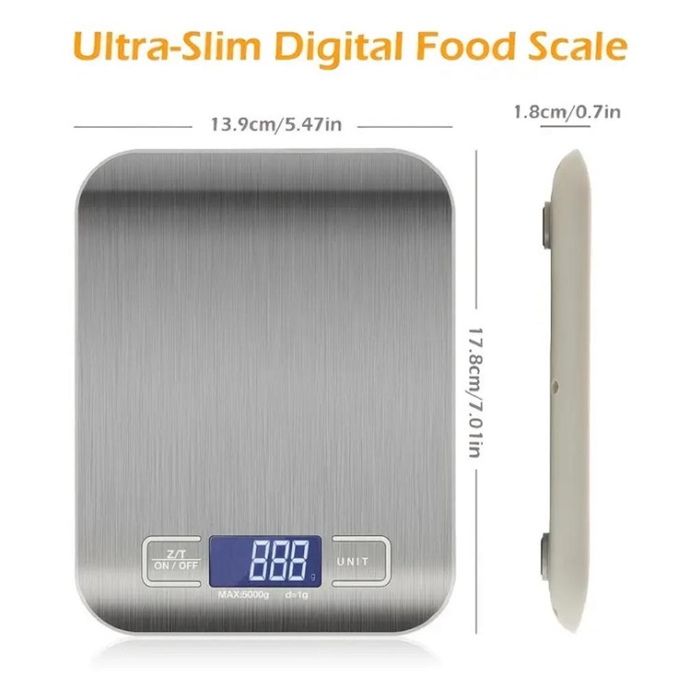 Necano inc Kitchen Scale, 5kg/11lb Stainless Steel Digital Scale, Food Scale, Waterproof Gram Scale, Kitchen electronic scale