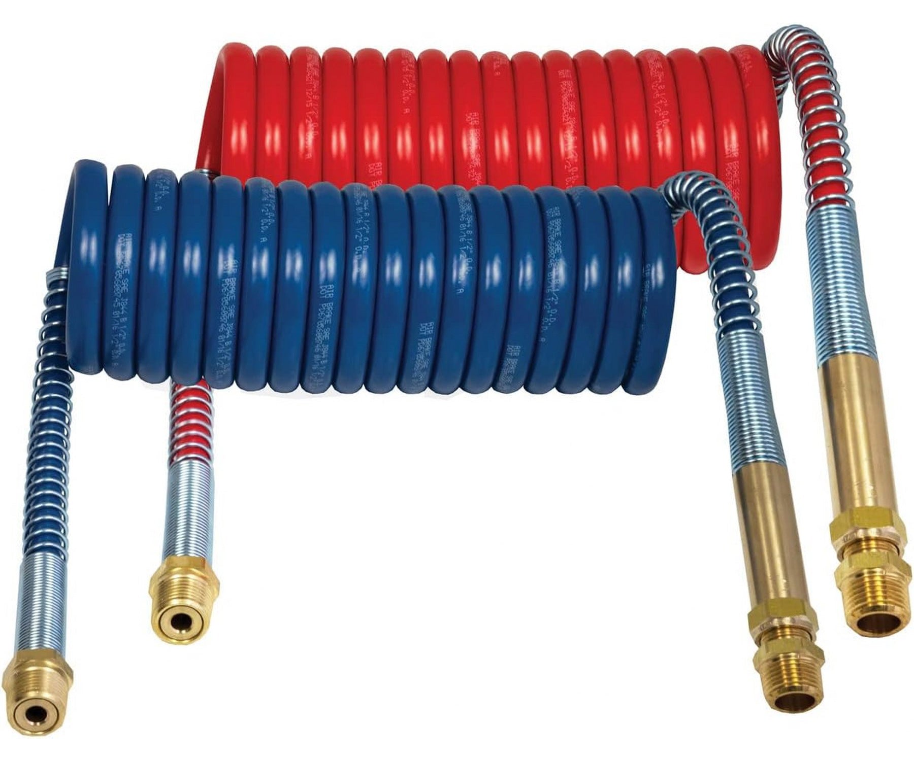 Tectran Industry Grade Aircoil Brake Assembly Set w/Brass Handles | Red & Blue Set, 15' Length x 12" Tractor Lead