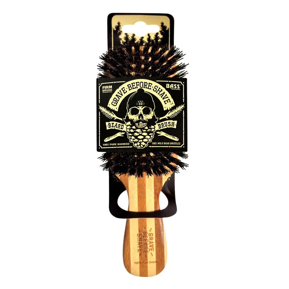 GRAVE BEFORE SHAVE Men's  Beard Brush Wild Boar Bristles and Bamboo Wood Handle.