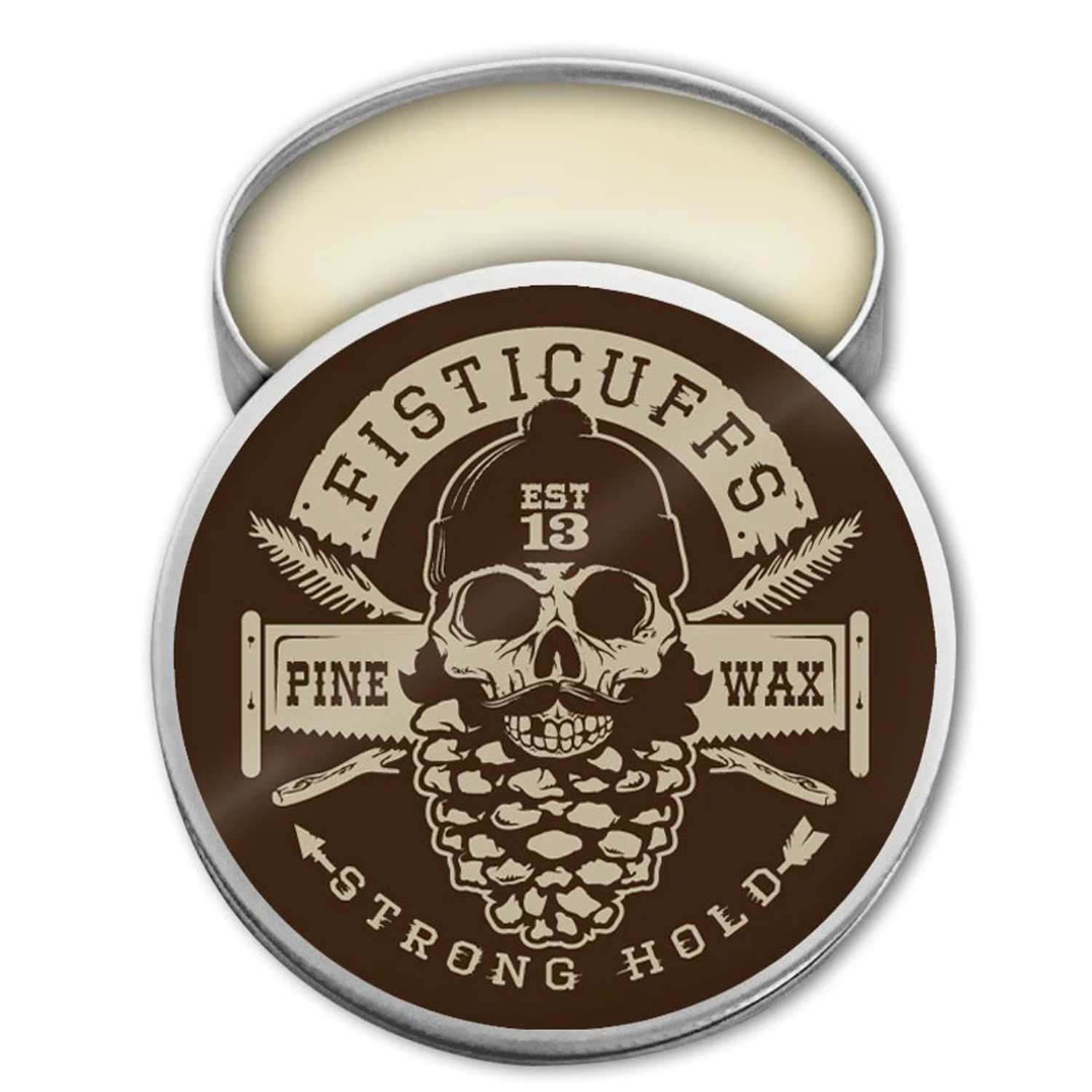 Fisticuffs LLC Fisticuffs Pine Cedarwood Scent Strong  Hold Mustache Wax 1oz Tin.
