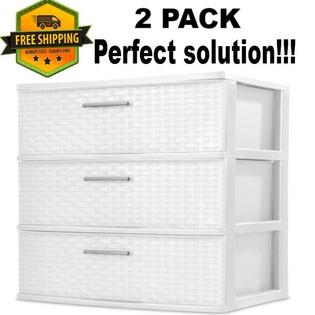 Sterilite 2-PACK 3 drawer plastic dresser storage clothes ...