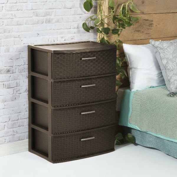 Sterilite 4 Drawer Dresser Chest Plastic Storage Organizer