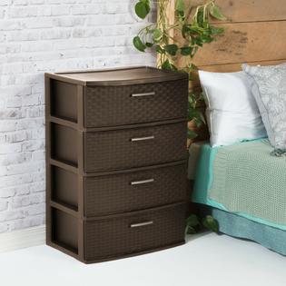 Sterilite 4 Drawer Dresser Chest Plastic Storage Organizer Cabinet