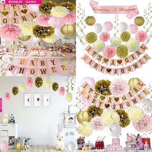 Primetimeparty Pink And Gold Baby Shower Decorations For Girl