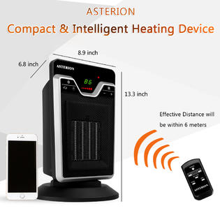 Asterion Hx 1002 1500w Ceramic Space Heater Oscillating Digital Display Remote Control Thermostat