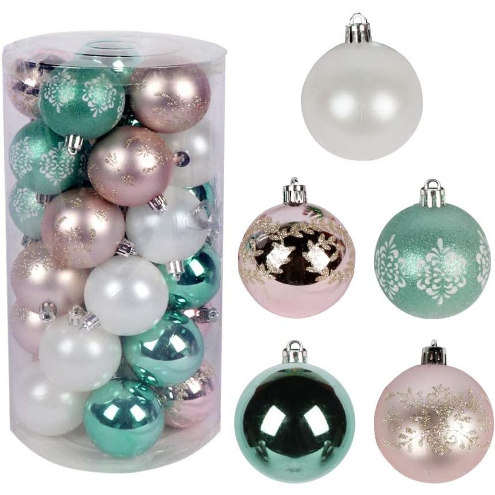 BIGTREE 30 Pieces Christmas Ball Glitter Ornaments Light Colored Shatterproof Christmas Decorations Tree Balls for Xmas Holiday