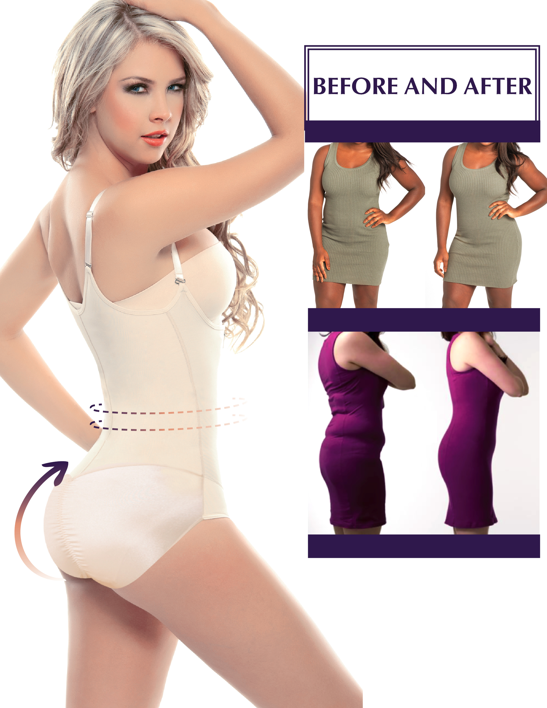 Siluet Sil1025 Fajas Colombianas Women Seamless Tummy Control Shapewear | Open Bust Slimmer Belly Bodysuit