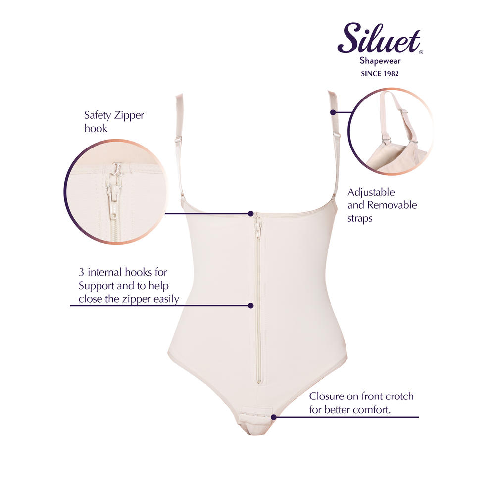 Siluet Sil1003 Fajas Colombianas Bodysuit Shapewear High Compression Thong Girdle with Control Slimming