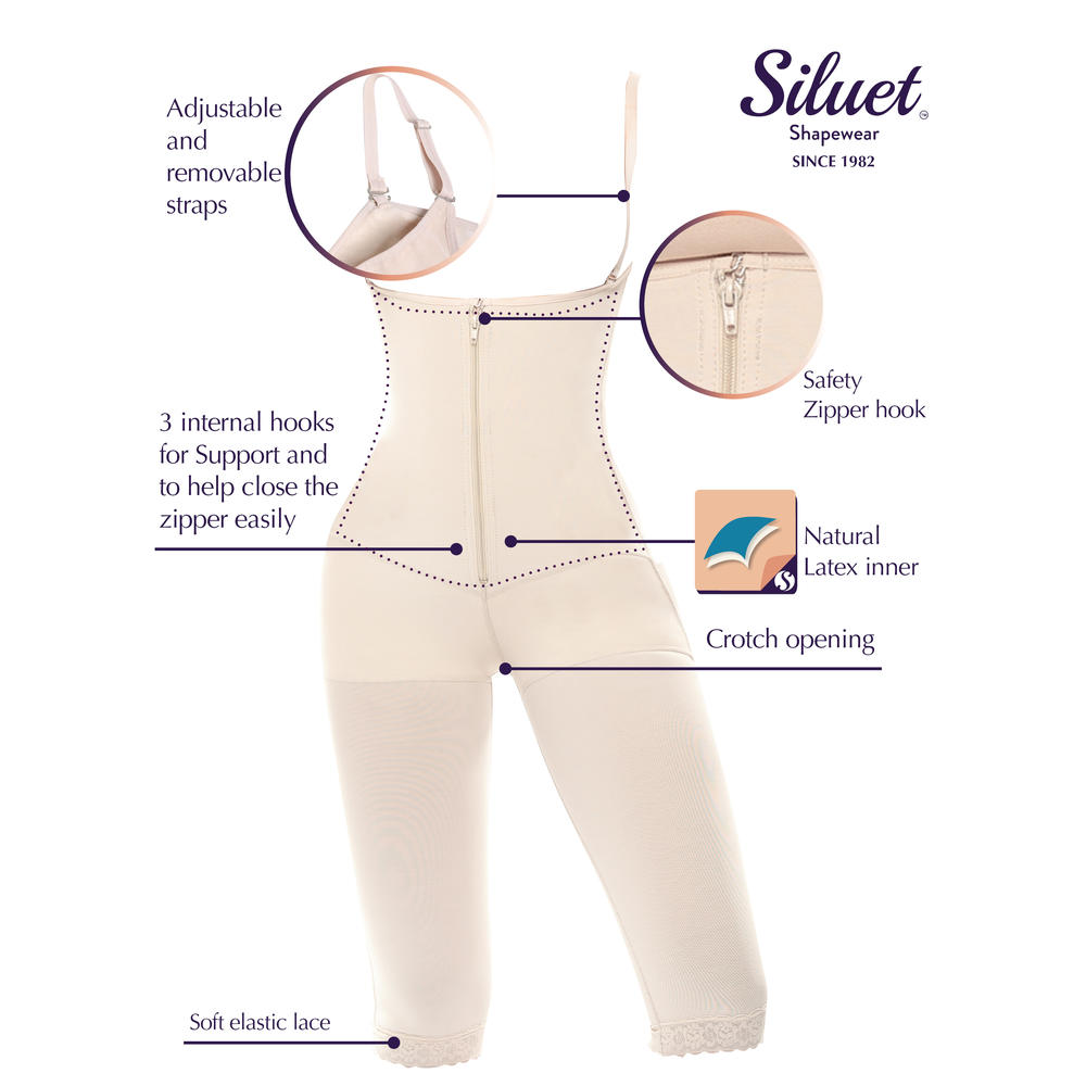Siluet Sil1026 Siluet Fajas Colombianas Extra-Strength Compression Bodysuit | Colombian Body Shaper Capri Style