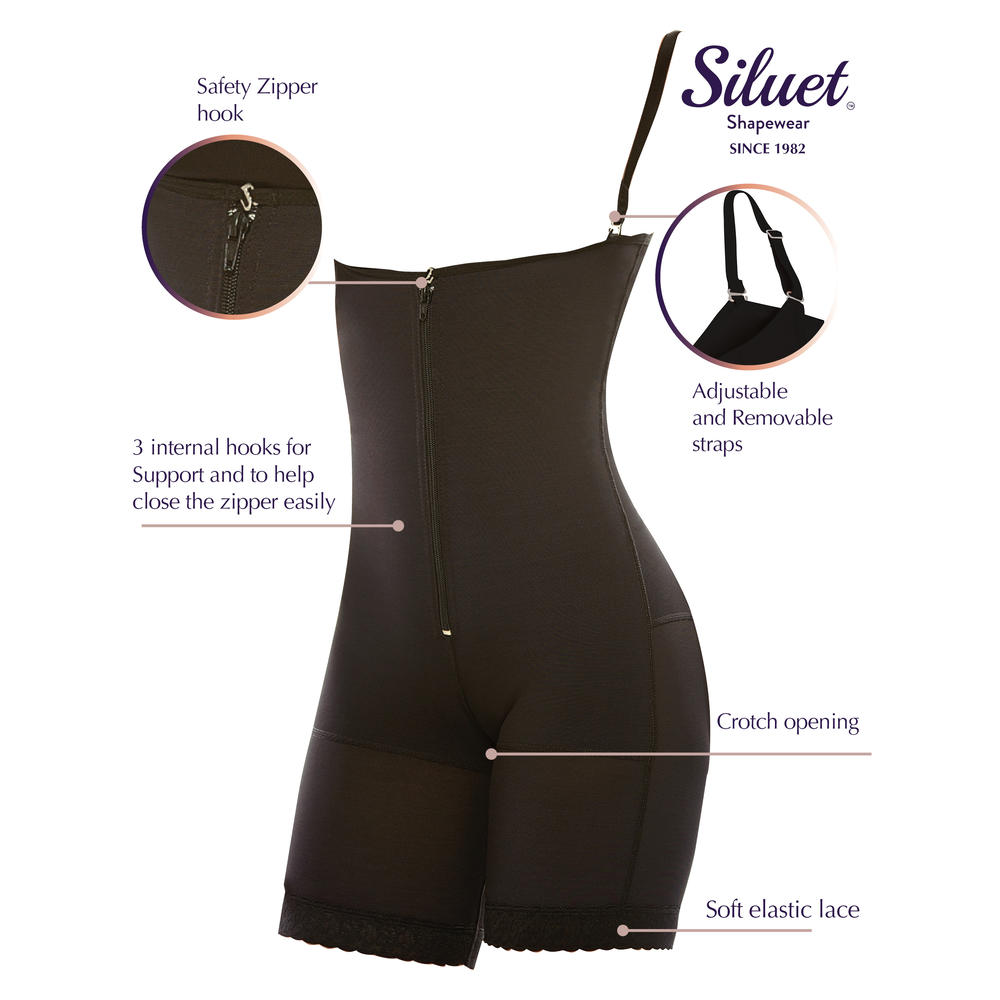 Siluet Sil1009 Fajas Colombianas Mid-Thigh Body Shaper Compression Garments Derriere Bodysuit Shapewear