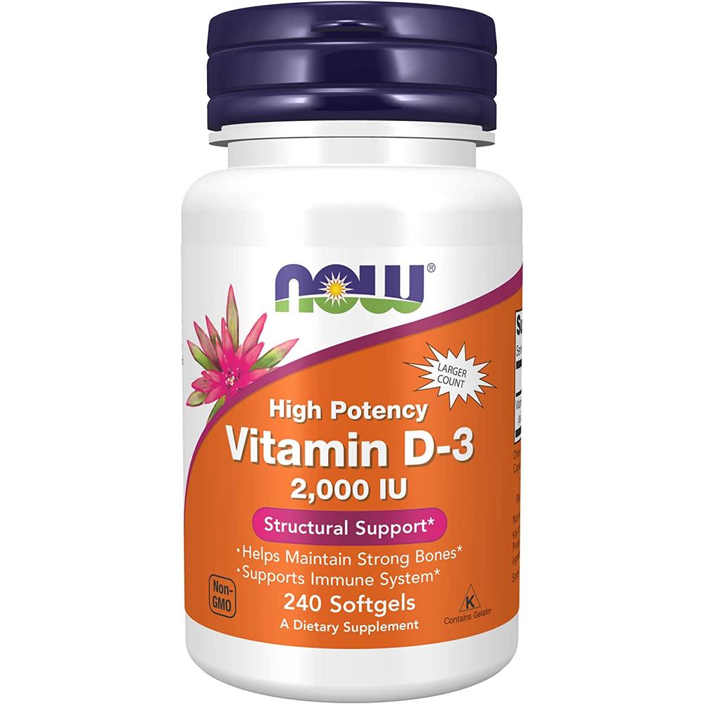 NOW Foods Vitamin D3 2000 IU Softgels, 240 Ct