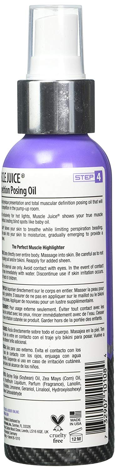 Pro Tan Muscle Juice Competition Posing Oil, Maximum Definition, 4 fl oz (118.5 ml)