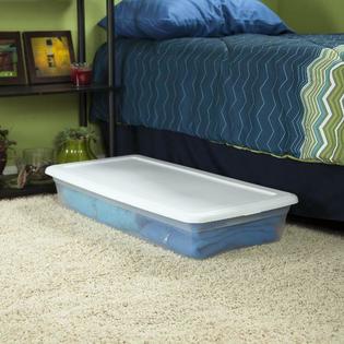Sterilite Under Bed Plastic Storage Containers 41 Qt Clear Stackable