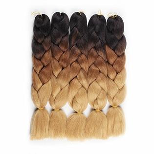 Hair Way 24inch Ombre Jumbo Braid Hair Extension Black Dark Brown