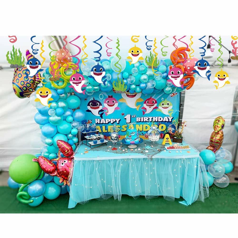Know Me Baby Shark Birthday Party Decorations Hanging Swirl Baby Shark Party Supplies