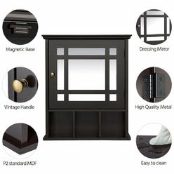 Espresso Wooden Storage Cabinet With Wicker Baskets